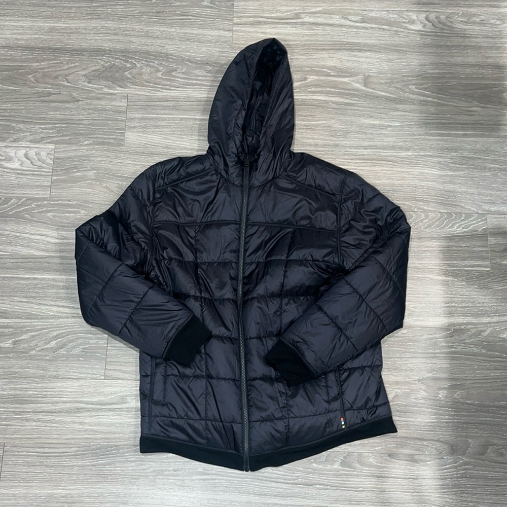 Men's Black Quilted Hooded Jacket